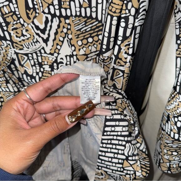 Jude Connally Chris Tunic Dress Elephant Print, Black Cream White - Picture 6 of 10